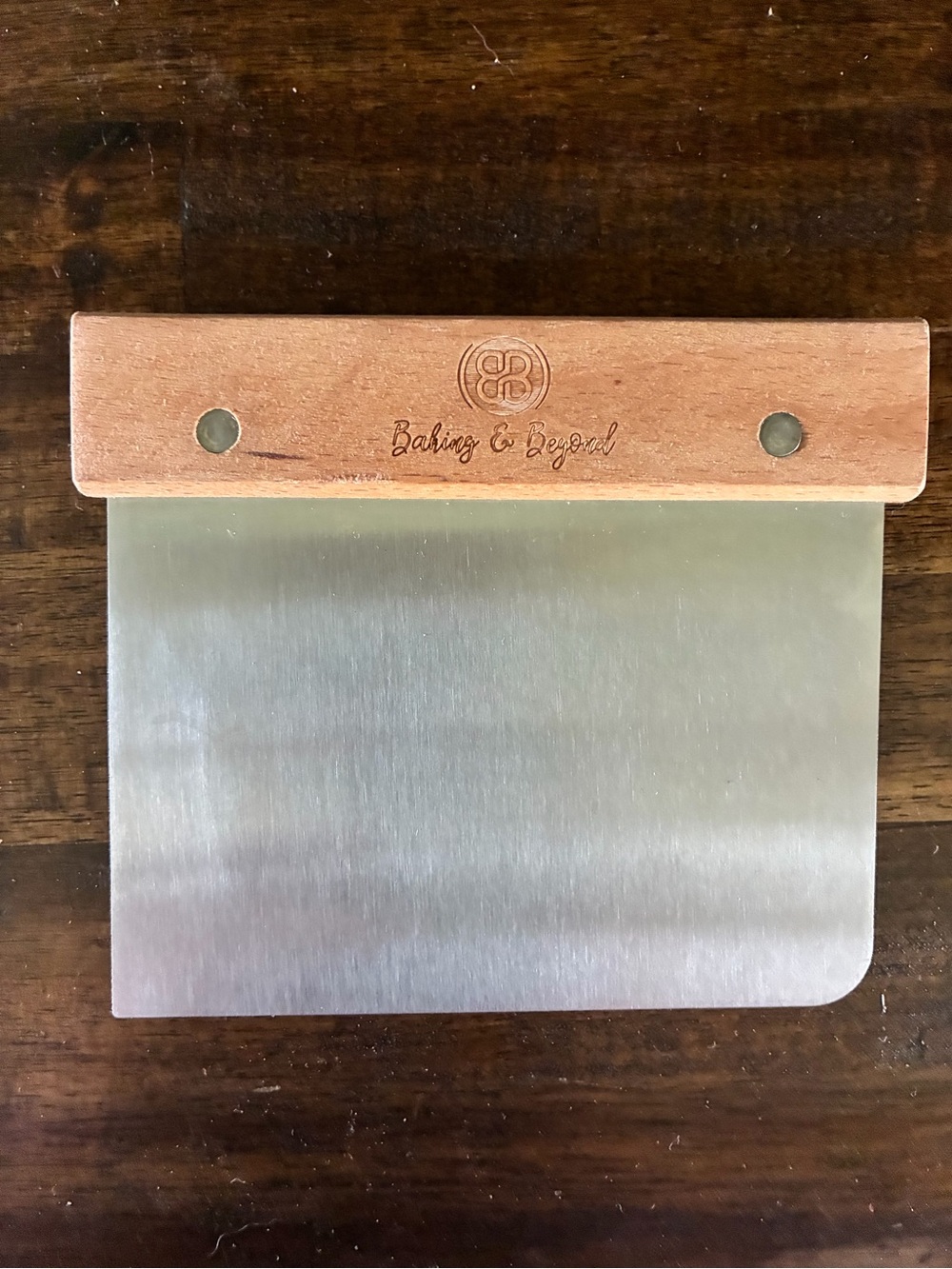 Stainless Steel Dough Scraper with Wooden Handle - Brown